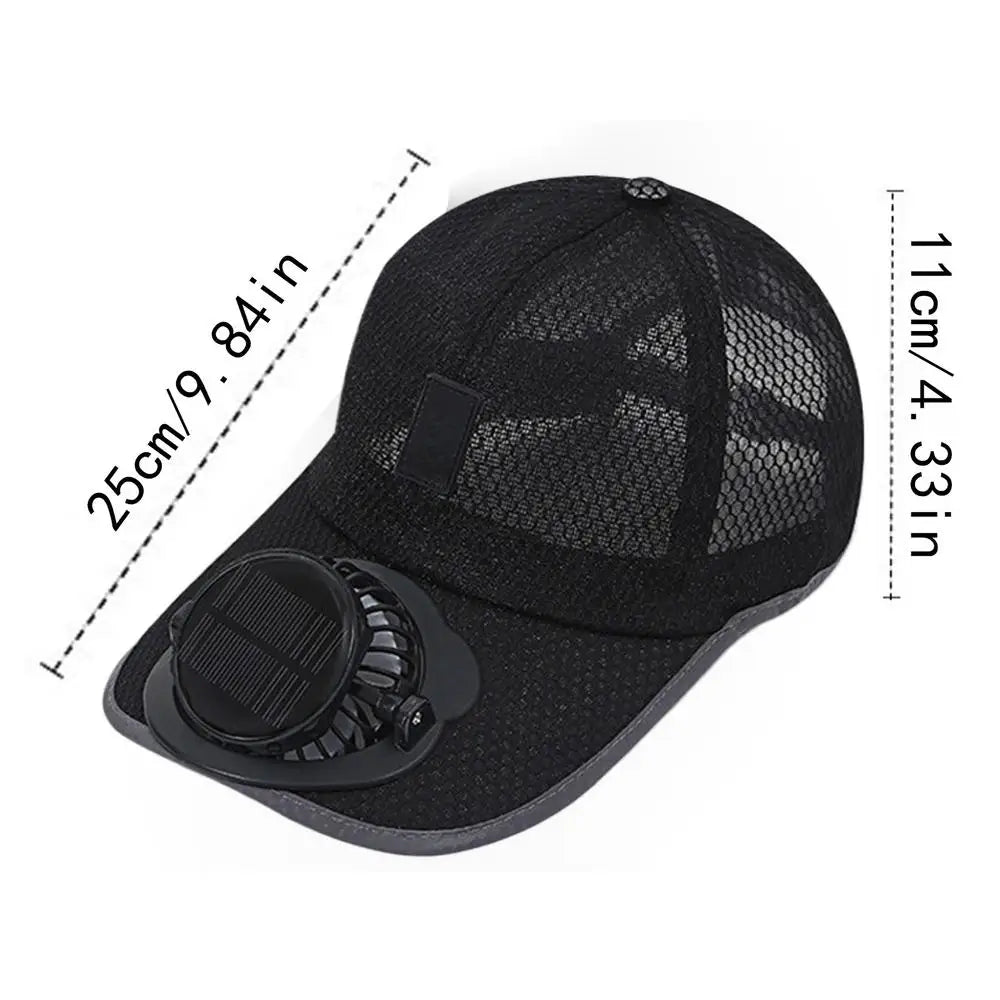 Solar Cooling Fan Baseball Caps 3 Speed USB Breathable Wide Brim Sun