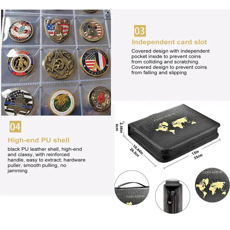 Portable Coin Collection 200 30 Paper Money Panels PVC Transparent