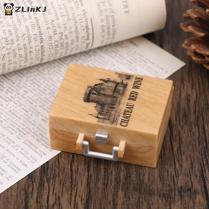 Miniature Food Play Doll House Simulation Red Wine Box Scene Props Zpaxo