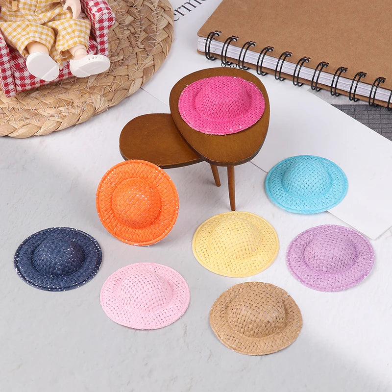 Miniature Doll Straw Hats Dollhouse Decor Children Pretend Play Toys Zpaxo