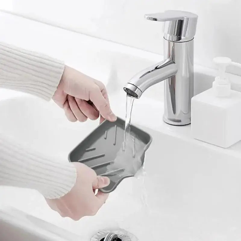 Kitchen Sink Holder Silicone Soap Dish Bar Self Draining Anti-slip