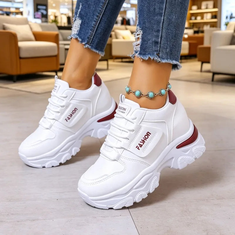 Women's Comfortable Thick Sole Heel Lace Sneakers Women Spring Autumn Zpaxo