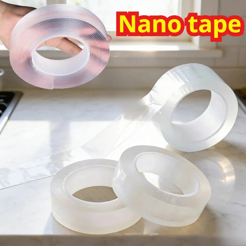 1/3/5m Nano Tape Double-Sided Adhesive Tape Traceless Waterproof Tape for Bathroom Kitchen Sink Tap Gel Sticker Home Improvement Zpaxo 1M 1mm 2CM