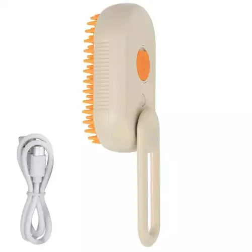 3 in 1 Pet Electric Steam Brush Cat and Dog Cleaning Spray Massage Grooming Comb Retractable Handle Pet Hair Removal BeautyBrush Zpaxo Khaki