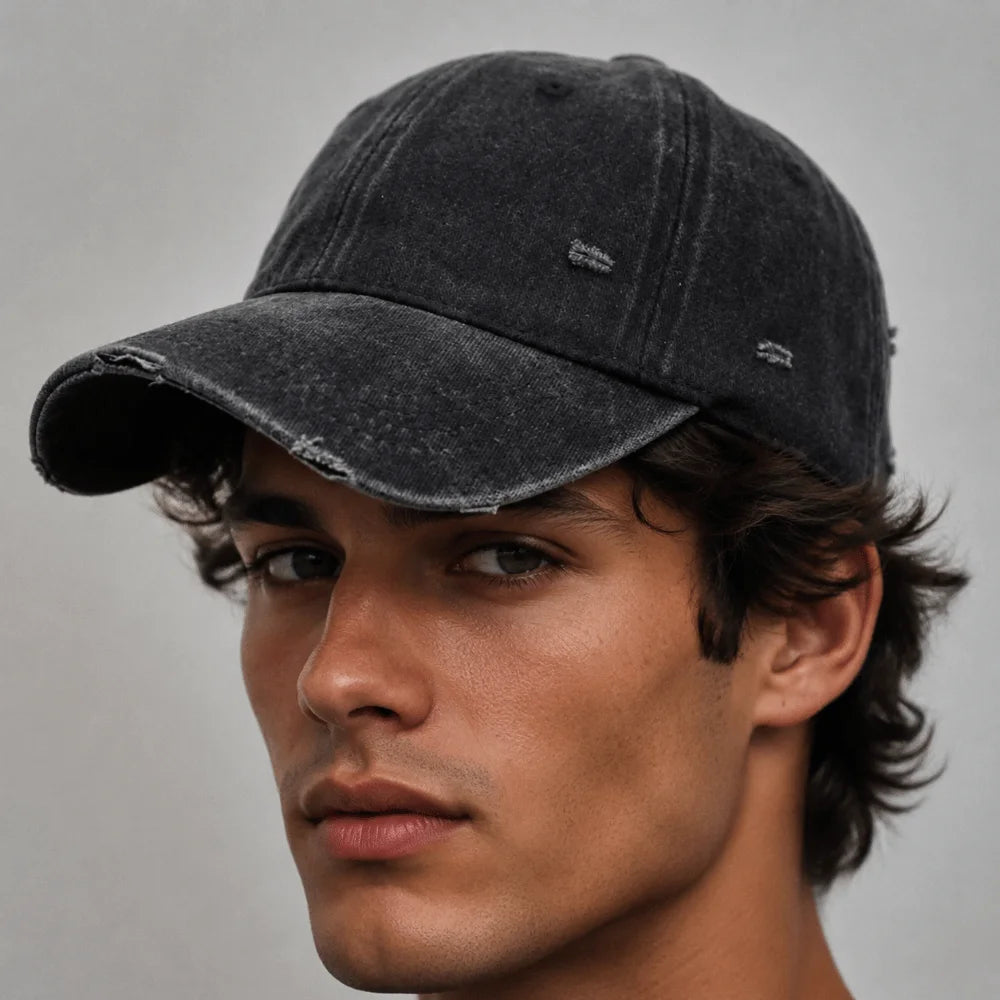 Ripped Brim Broken Hole Baseball Cap Visor Washed Cotton Baseball Hats Adjustable Casual Sunscreen Hats For Man Women Unisex Zpaxo