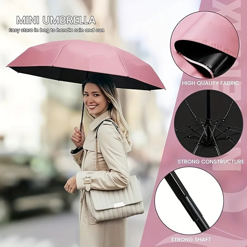 6-Fold Portable Mini Folding Umbrella Multi-color Nylon Sun Rain