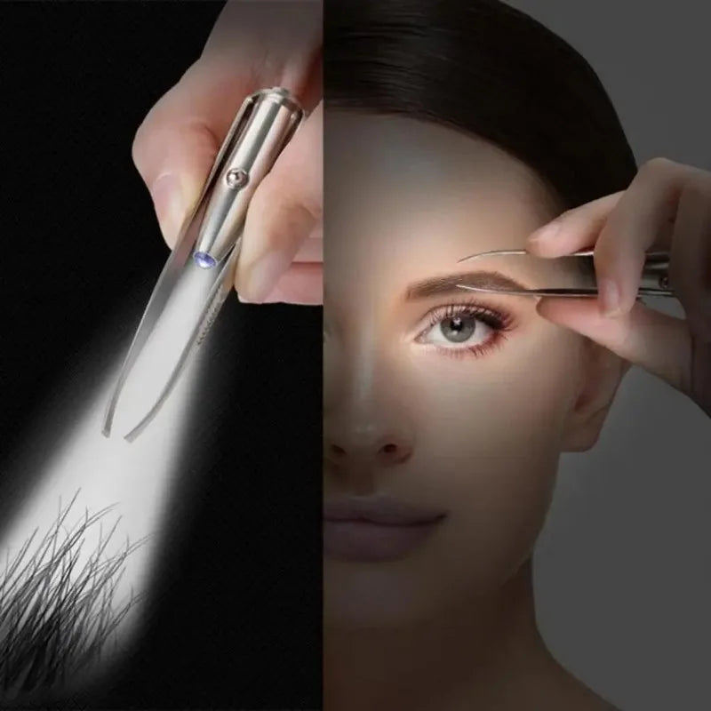 LED Lighted Eyebrow Tweezers – Stainless Steel Hair Removal Tool LED Eyebrow Tweezers Zpaxo