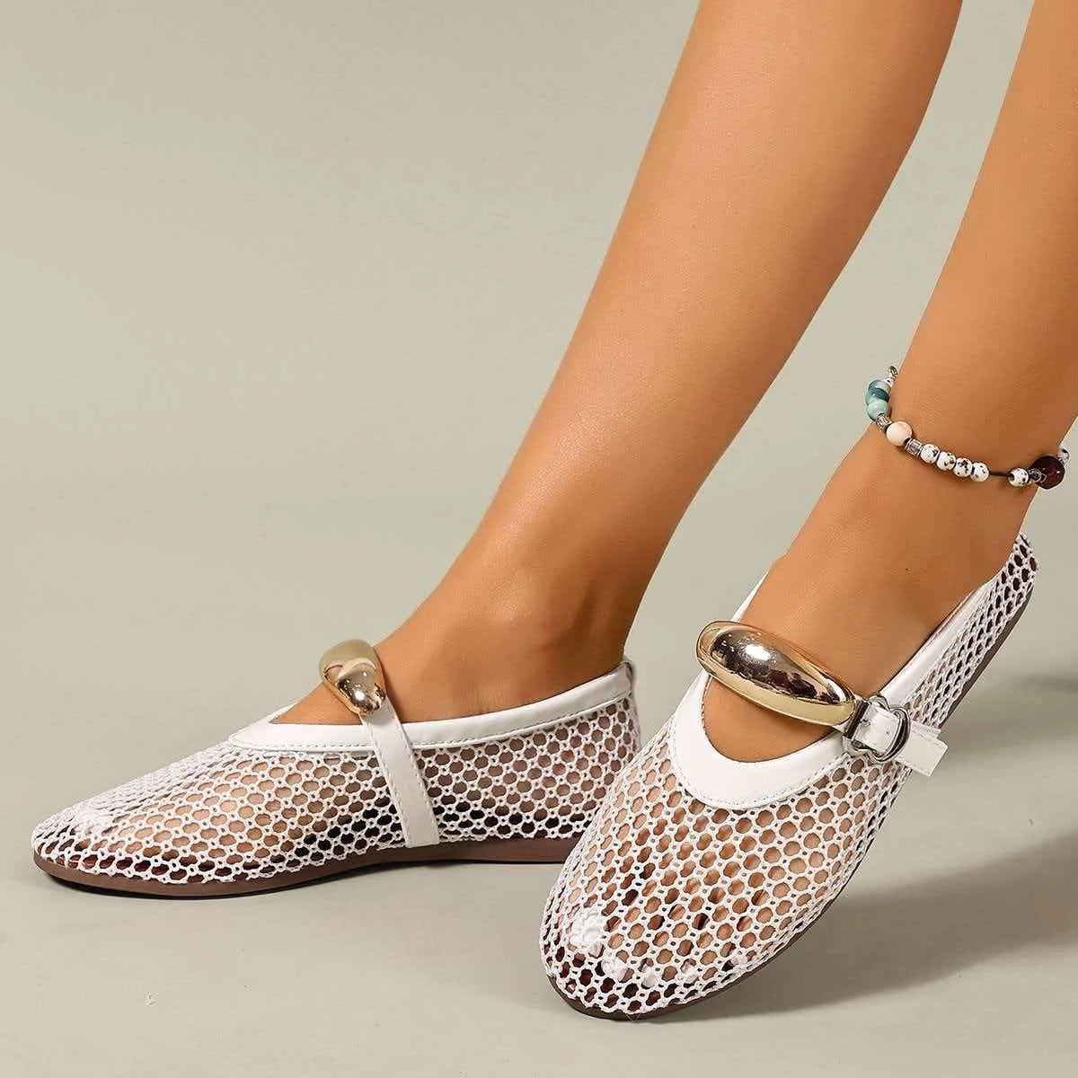 2025 Women Sandals Mesh Breathable Fashion Versatile Flat Soft Soled Zpaxo WHITE 40