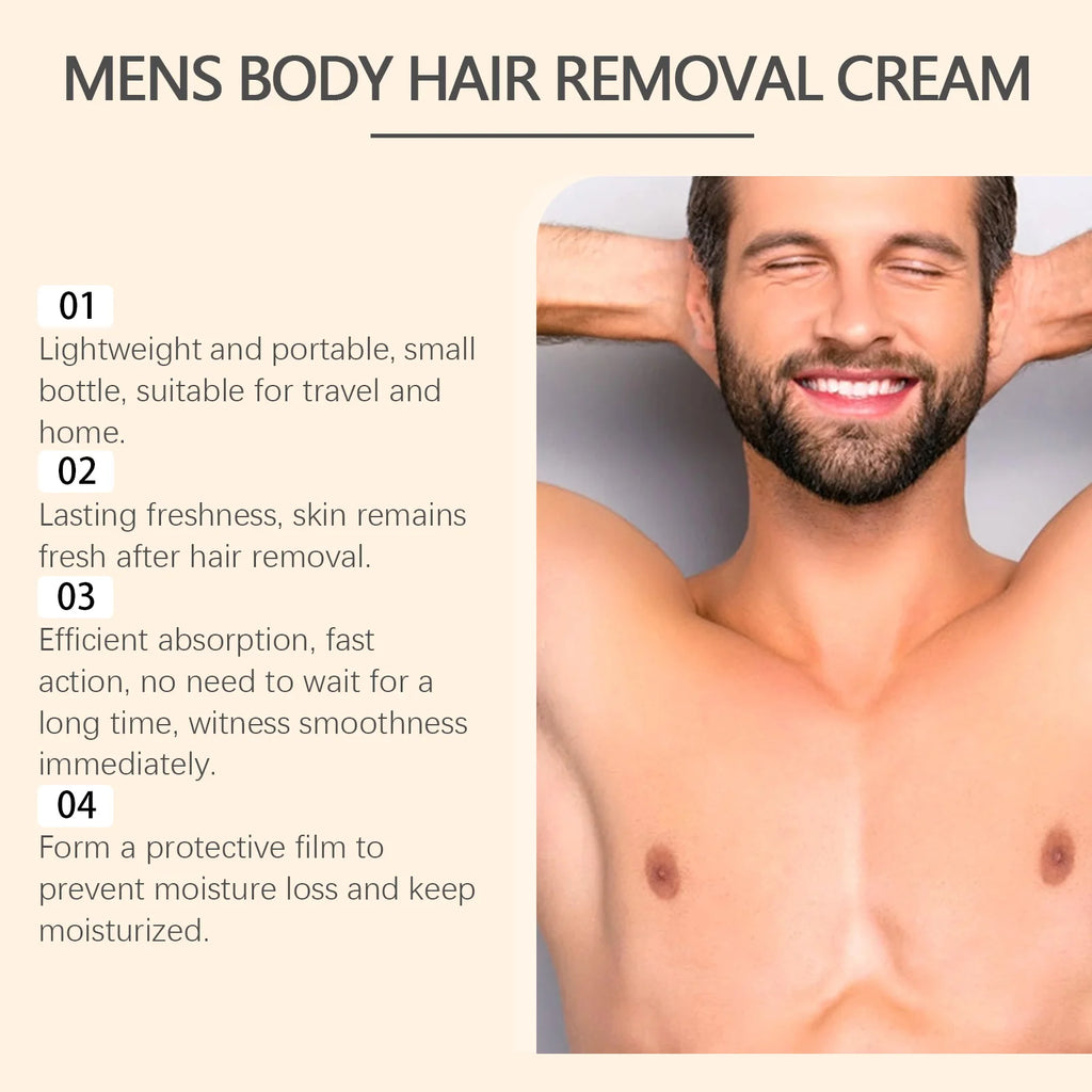 Men's Hair Removal Cream with Scraper Gently Painless Soothing Fast Acting Depilatory for Body Chest Back Legs Underarms Zpaxo