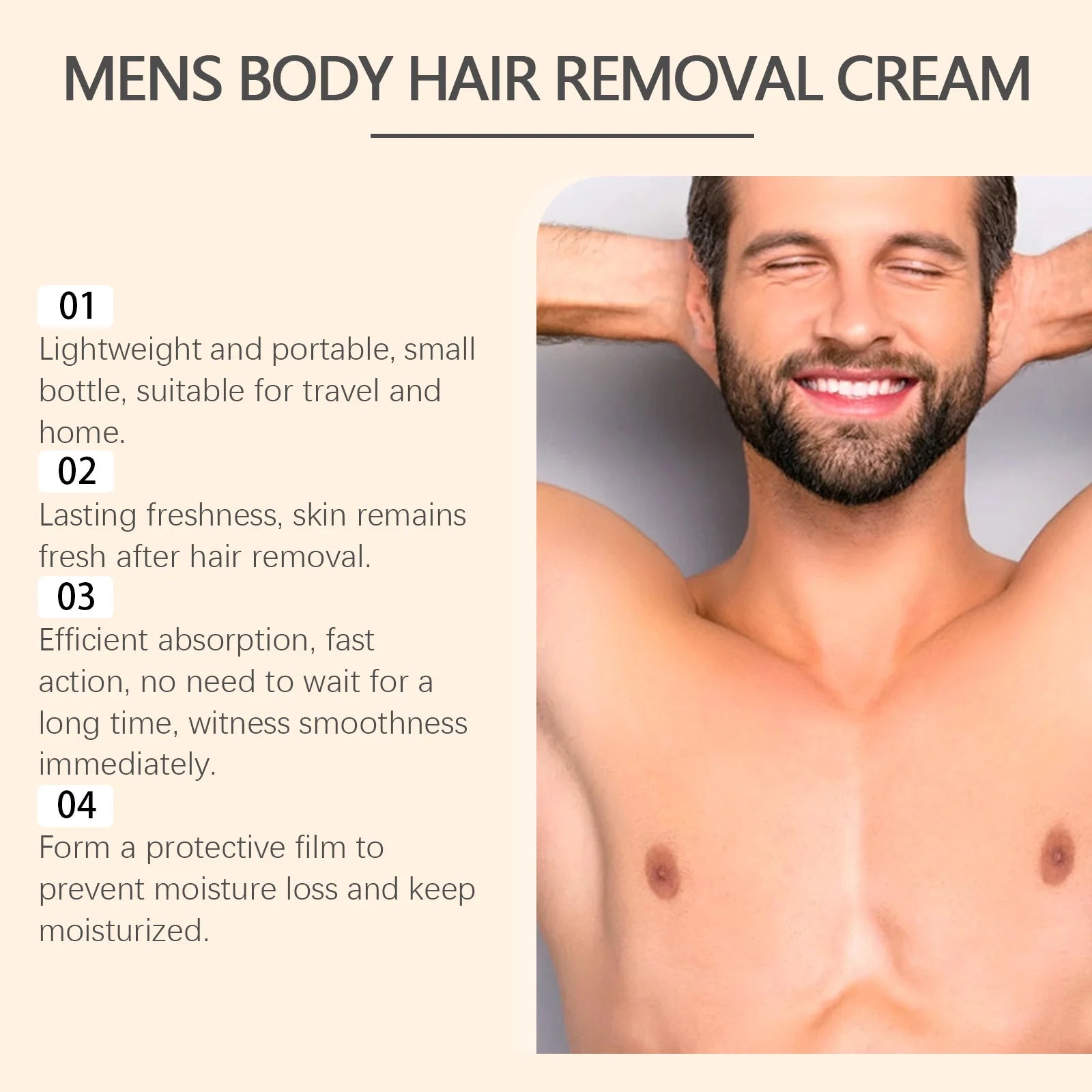 Men's Hair Removal Cream with Scraper Gently Painless Soothing Fast Acting Depilatory for Body Chest Back Legs Underarms Zpaxo