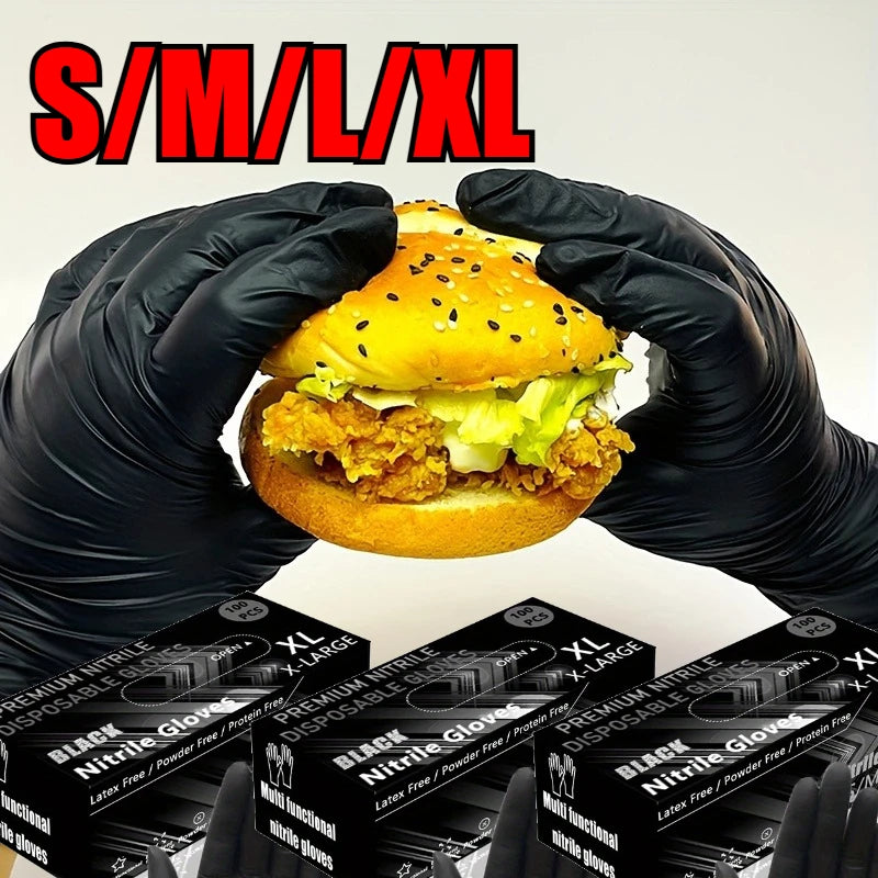 Black Disposable Nitrile Gloves Household Cleaning Disposable Nitrile Gloves Hairdressing and Nail Art Tools Disposable Apparel Zpaxo