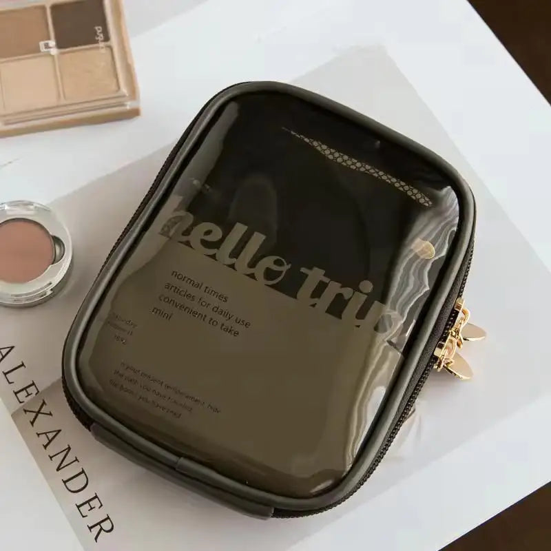 MTransparent Travel Cosmetic Bag Portable Mini Waterproof Lipstick Zpaxo Black