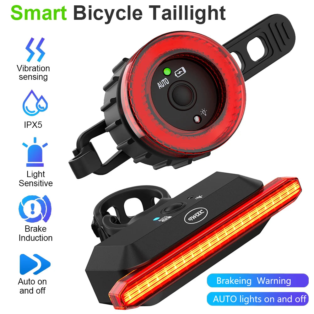 Toptrek Bicycle Rear Light USB Charging High Visibility Multifunction Flashing With Brake Sensor Tail Light MTB Road Bike Lamps Zpaxo