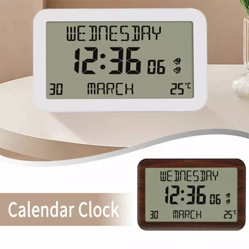 LCD Digital Alarm Clock – Date, Temp & Multi-Alarm Display