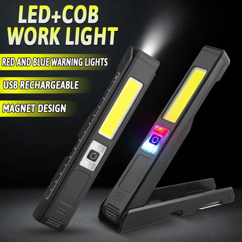 USB Rechargeable LED Flashlight – COB Work Light & Emergency