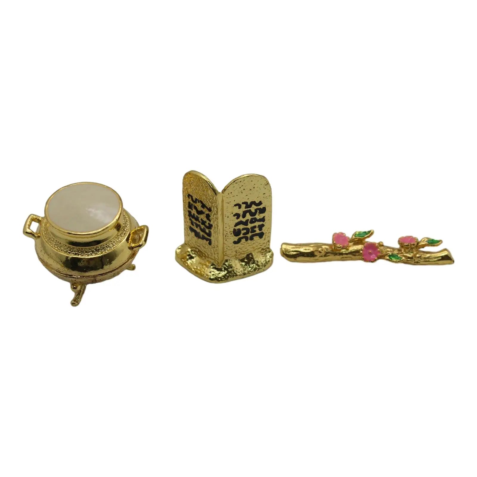 Ark of the Covenant 3-Piece Metal Set – Golden Jar & Aaron's Rod Religious Figurine Set Zpaxo 6cm 3.5cm