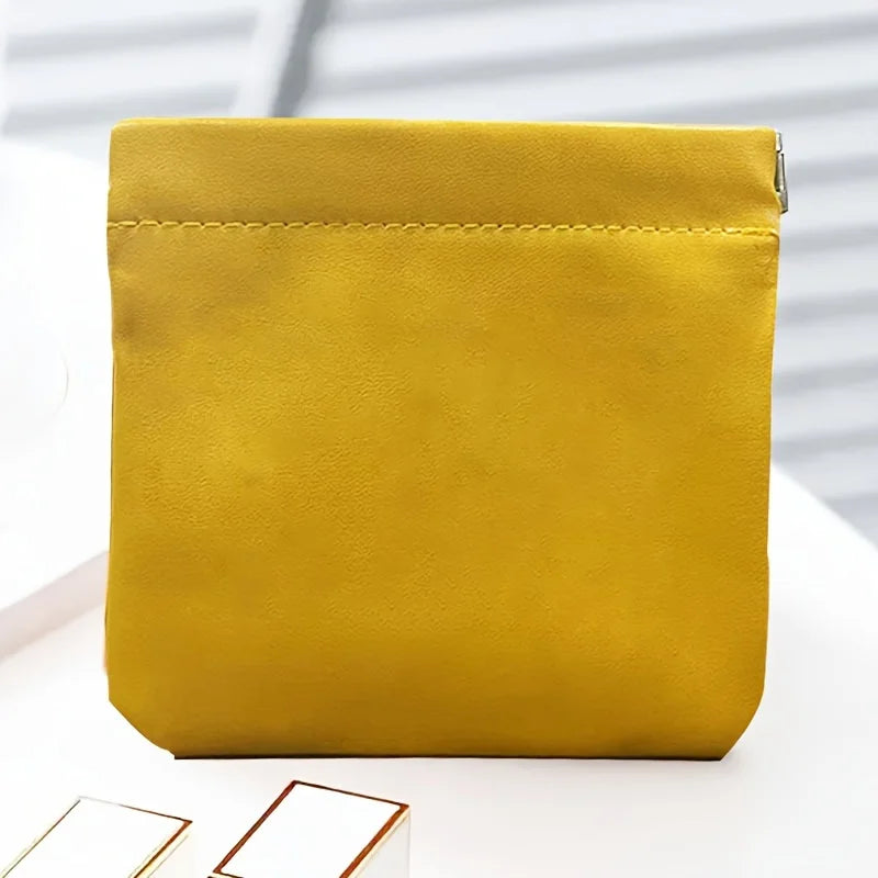 PU Leather Mini Pouch – Coin Purse & Earphone Organizer Bag Mini Leather Pouch Zpaxo Orange