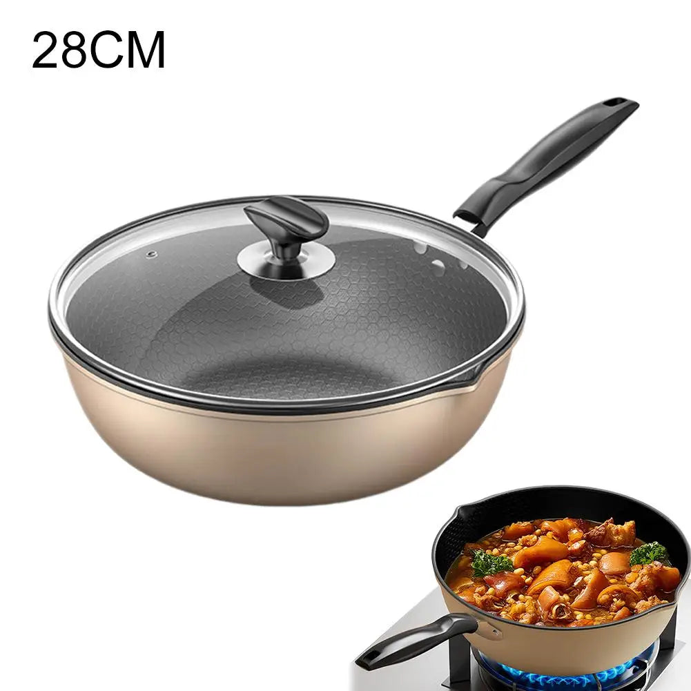 Honeycomb Nonstick Wok – Multi-Functional Fry Pan, All Stoves Nonstick Wok Pan Zpaxo B