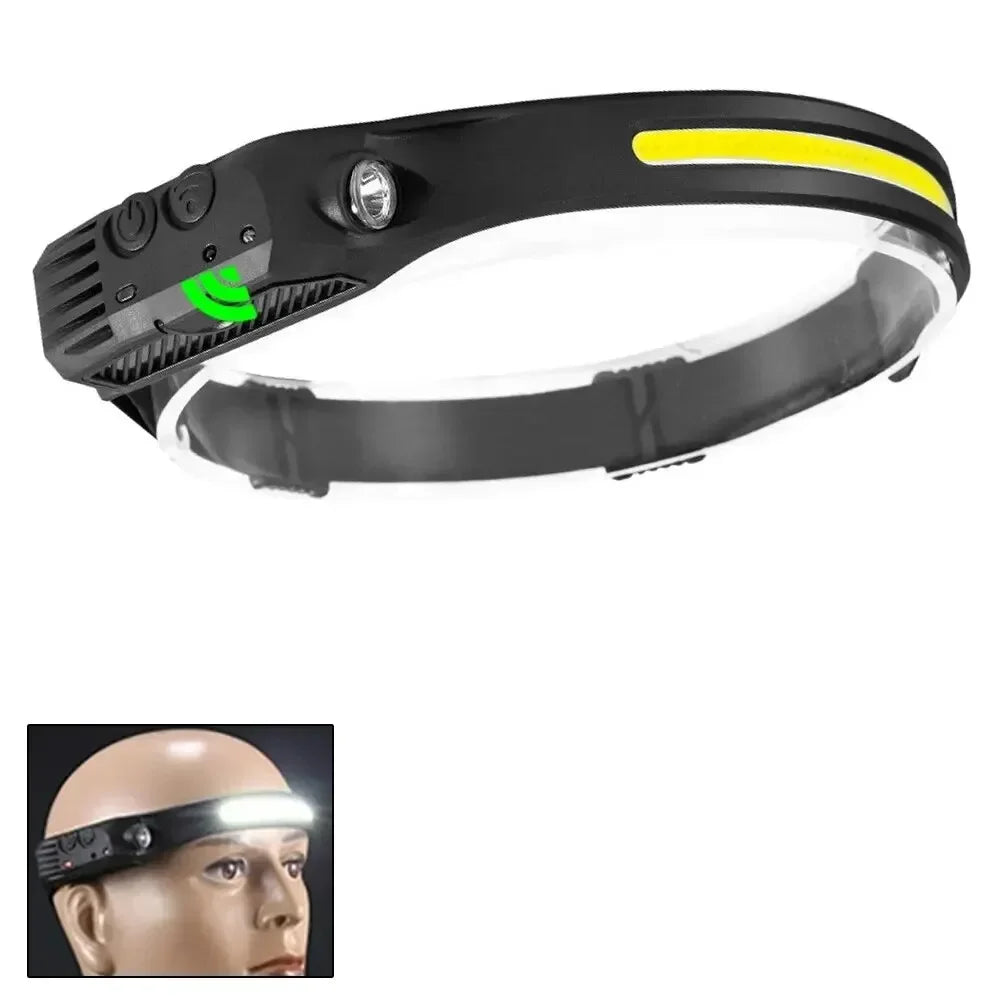 COB LED Headlamp – Type-C Rechargeable Inductive Outdoor Light