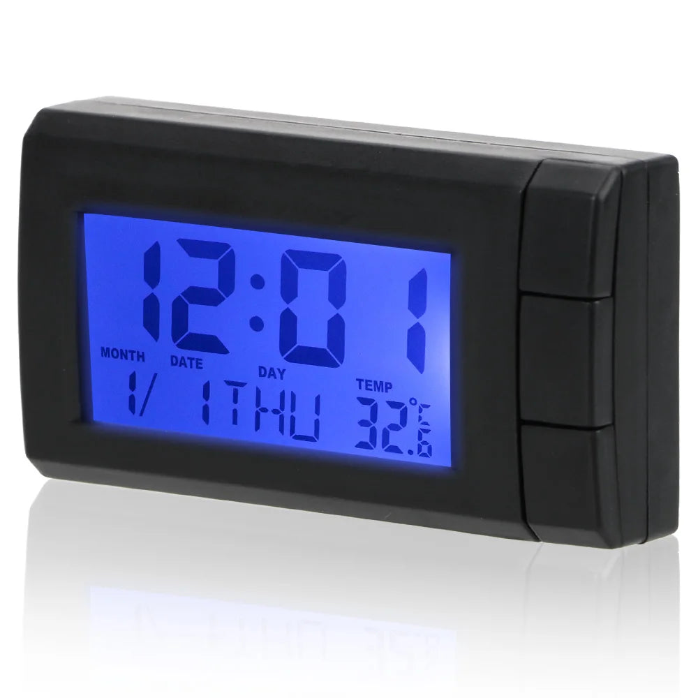 Car Ornaments LCD Digital Display Clock Temperature Electronic Auto