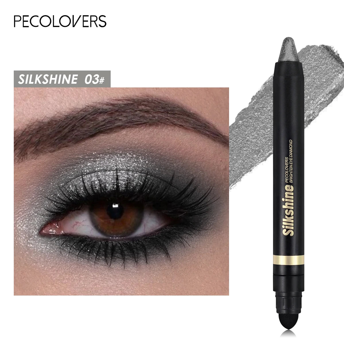 Smoky Eyeshadow Pencil Stick Waterproof Pearlescent Metallic Glitter Eye Shadow Highlighter Pen Makeup Tool Zpaxo 03