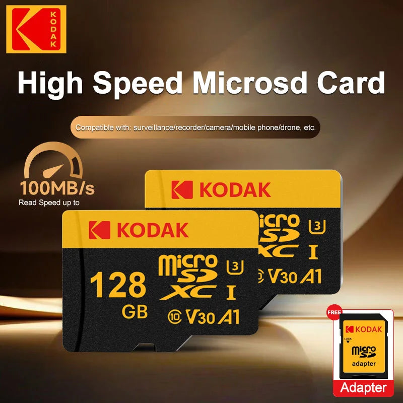 KODAK Micro SD Memory Card 64gb TF Flash 32gb Class10 SD Cards 128gb 256gb 512gb U3 V30 A1 Storage Card for Car Camera PC Phone Zpaxo