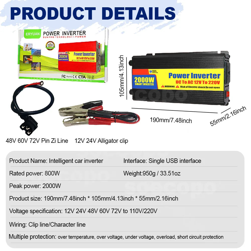 Solar Kit 2000W Inverter Solar Panel and 30A Controller Complete System for DC 12V to AC 220V Outdoor Power Generation Zpaxo