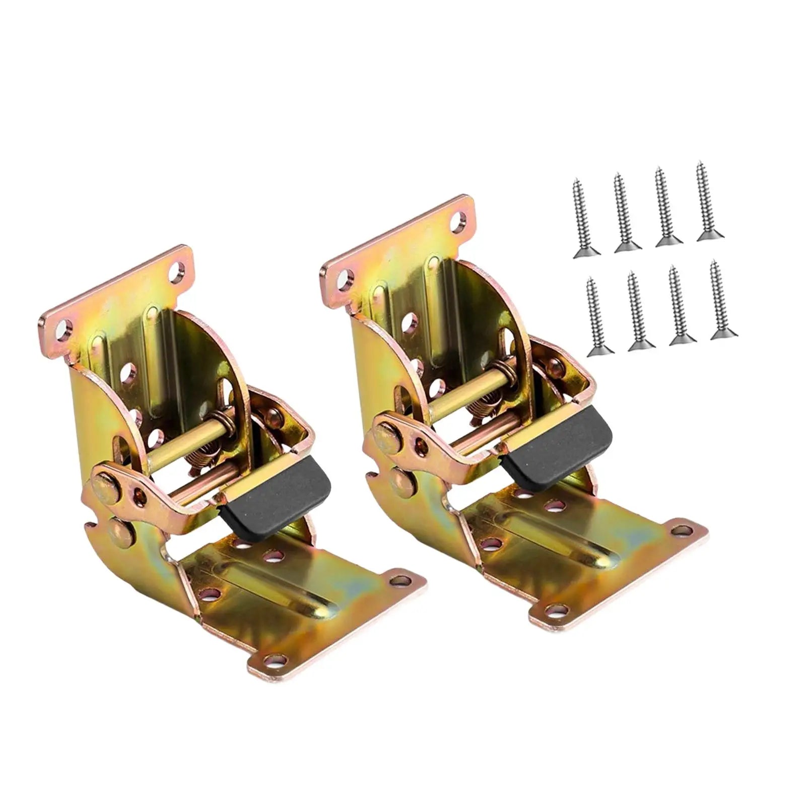 2x Furniture Leg Hinges Folding Accessory 0-90-180 Degree Simple Assembly Multifunctional Lock Extension Support Self Locking Zpaxo Golden