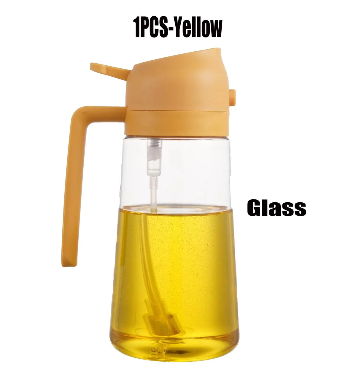 2in1 Glass Oil Sprayer Spray Bottle Tank BBQ Kitchen Baking Picnic Zpaxo Yellow-500ml