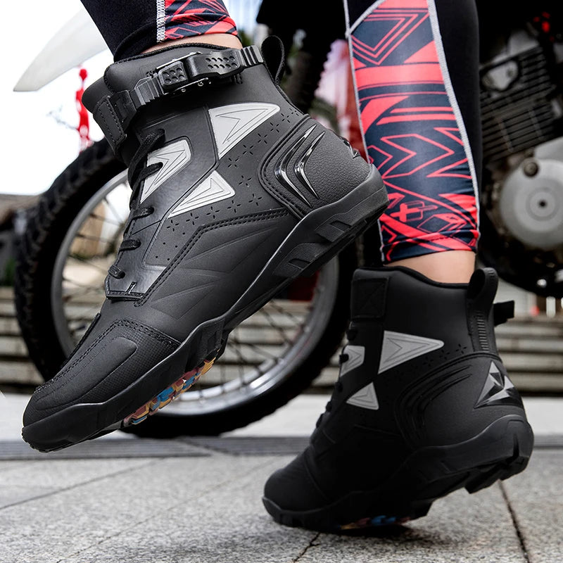 Lexsan Motorcycle Boots Men Leather Motos Breathable Anti Slip