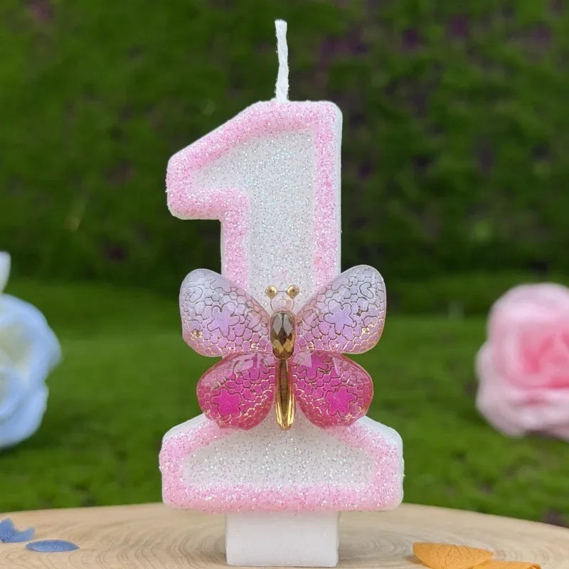 Pink Butterfly Number Candles 1–9 | Birthday Cake Topper Birthday Cake Candles Zpaxo 1
