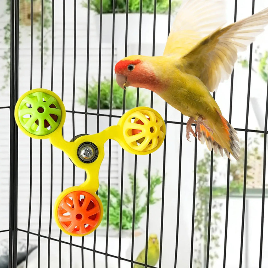 Bird Toys Parakeets Rotating Windmill 3 Bells Fun Cage Small Parrot
