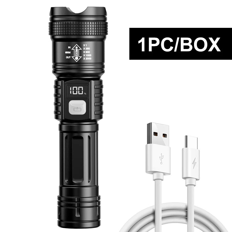 LED Flashlight Rechargeable Long-beam Portable Outdoor Emergency