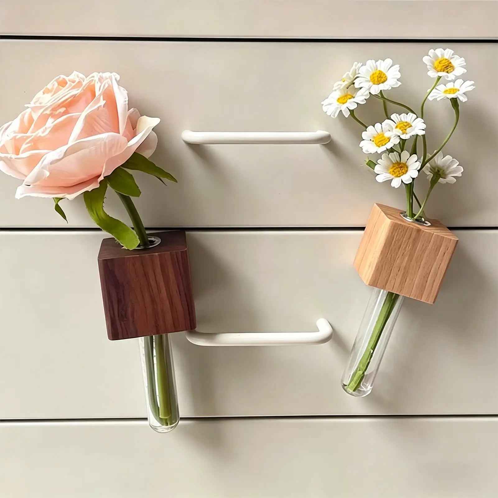 Magnet Vases Refrigerator Wood Rustic Propagation Station Mini Wall