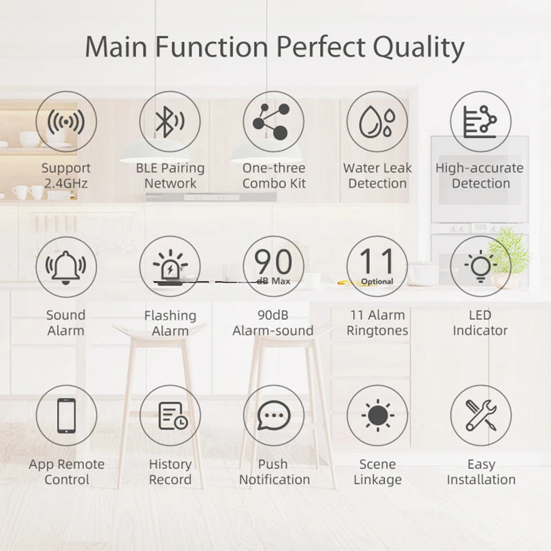 Wifi Water Leak Leakage Sensor Flood Detector With Siren Alarm Kit Battery Powered Tuya Smart Life App Control Home Automation Zpaxo