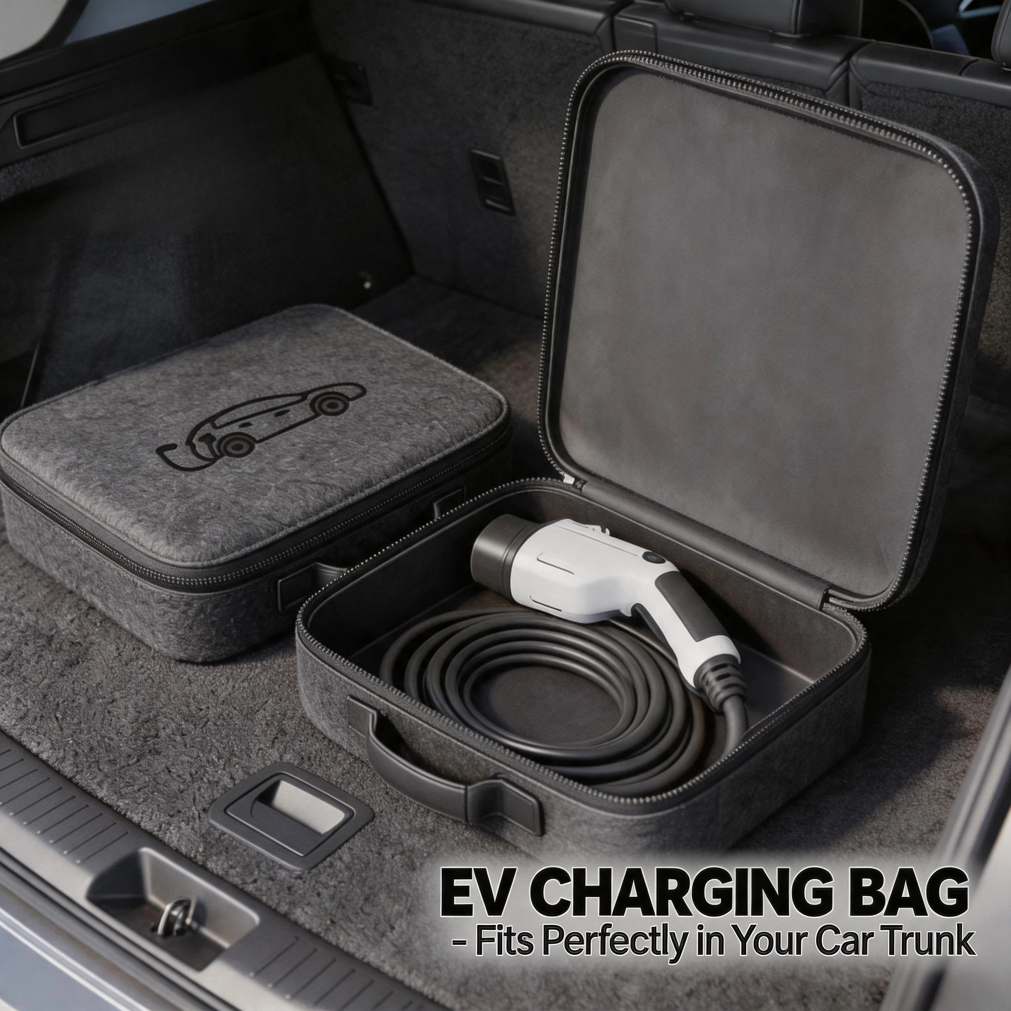 Portable EV Charger Cable Storage Bag – Dustproof Felt Organizer