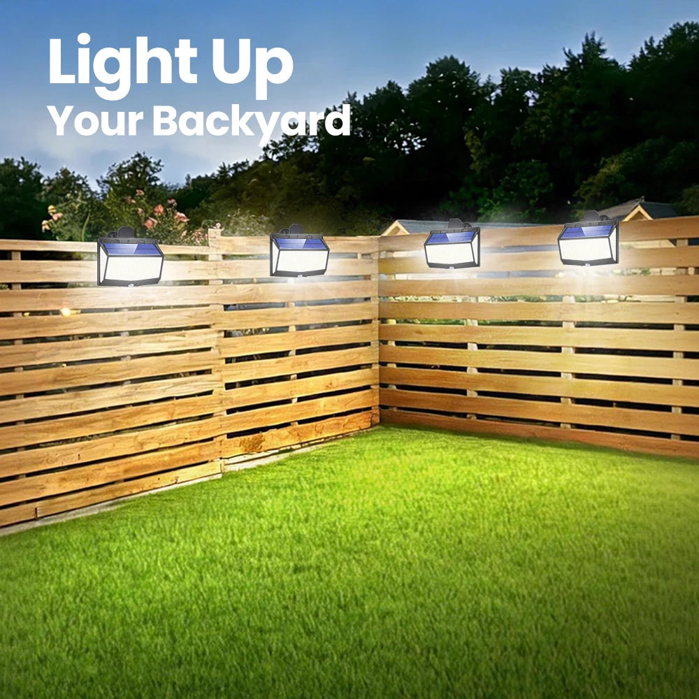 Solar Lights Outdoor Motion 468LED Clip-on 3 Modes Wall Lamp Bright Zpaxo