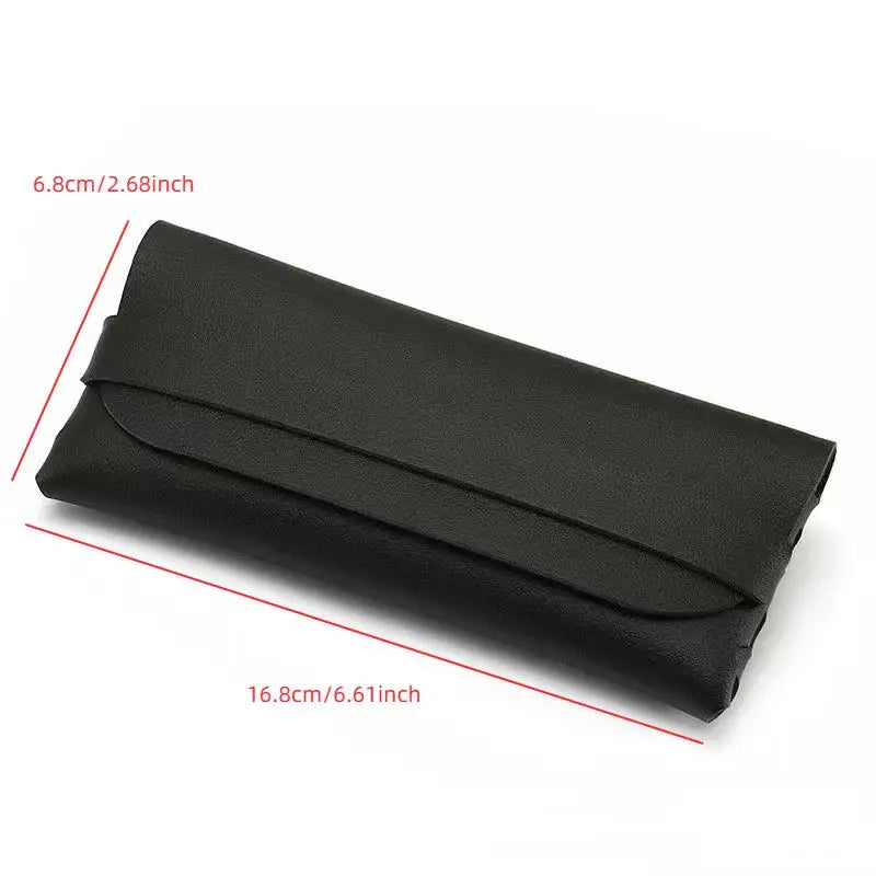 Black PU Leather Eyeglasses Case – Soft Protective Pouch