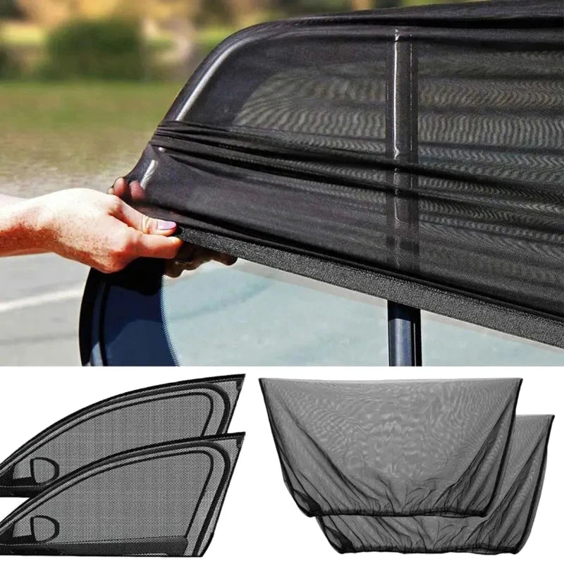 4-Pack Stretchy Mesh Car Window Sun Shades – UV & Heat Block