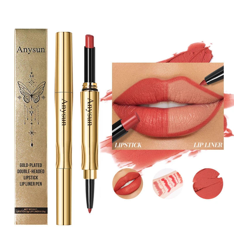 2-in-1 Double Headed Matte Lip Gloss Waterproof Smooth Apply Long Zpaxo