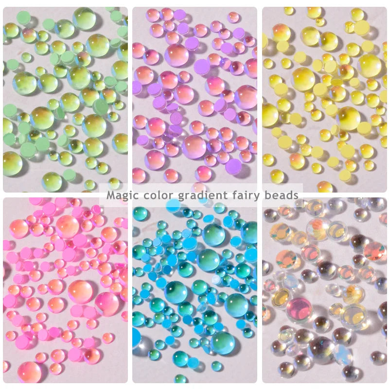 Candy Mermaid Round Clear Glass Crystal Bead Hemispherical 3D Nail Zpaxo