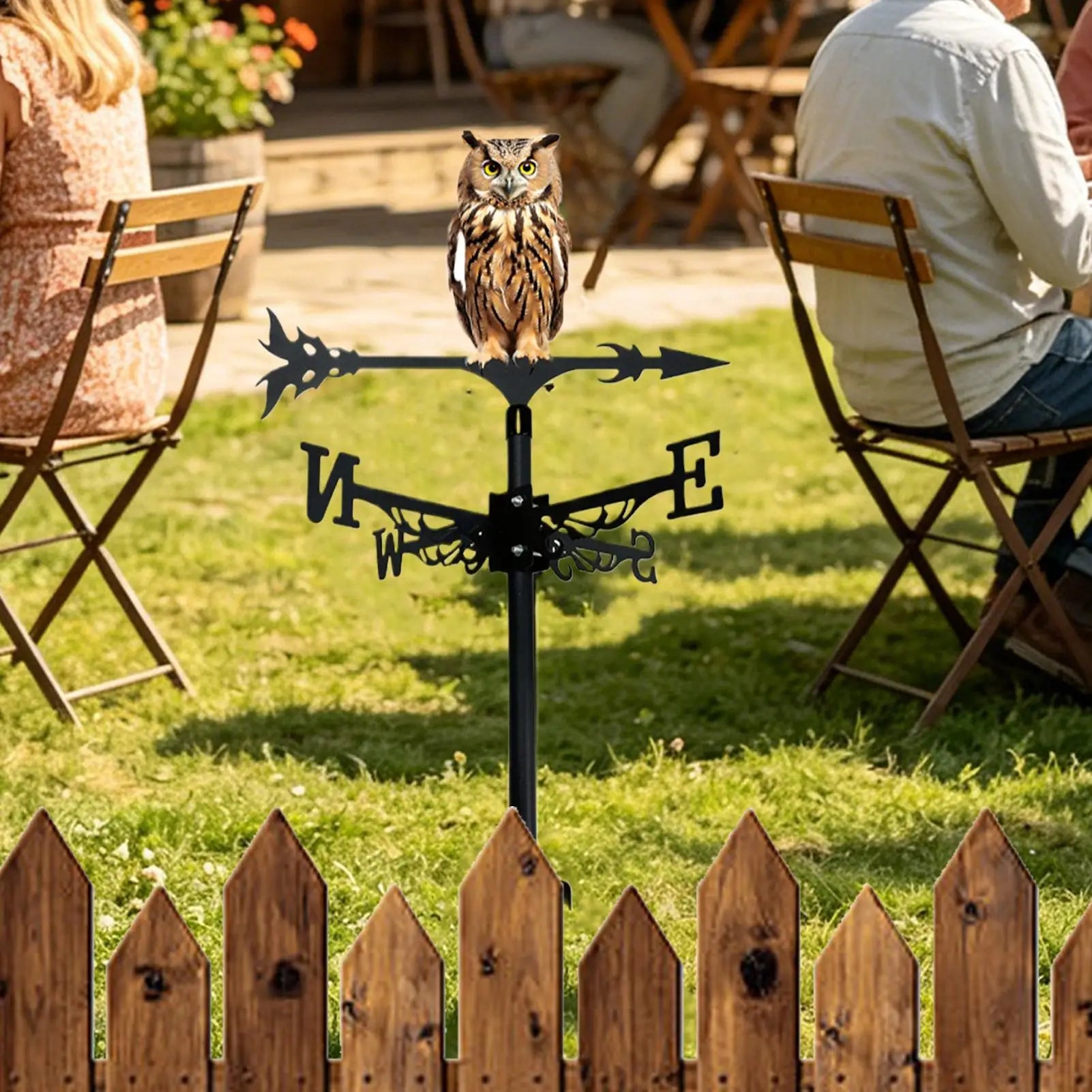Weather Vane Metal Owl Shaped Rotating Weathervane Outdoor Vanes