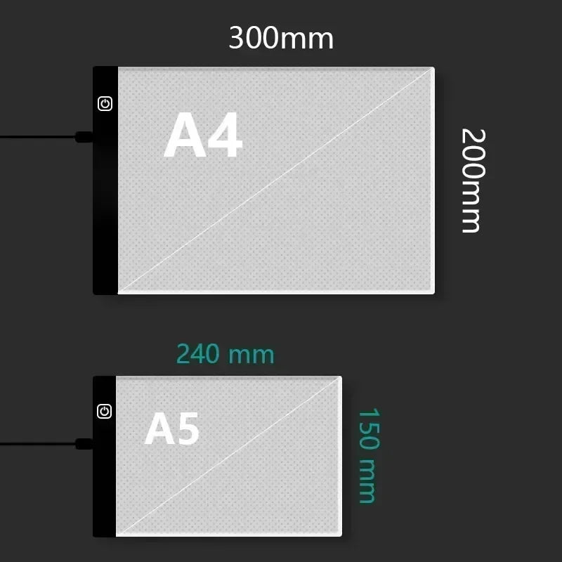 A4 A5 LED Copying Table Children Drawing Board Transparent Copying Table Adjustable Brightness Night Light Notebook Zpaxo