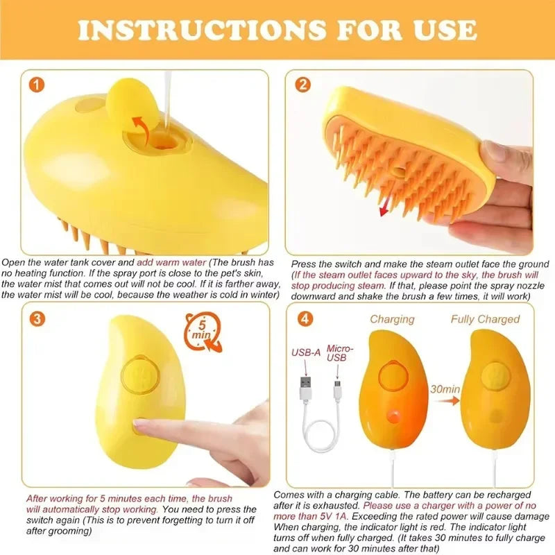 Cat Steam Brush Steamy Dog Brush 3 in 1 Electric Spray Cat Hair Brushes for Massage Pet Grooming Comb Hair Removal Combs Zpaxo