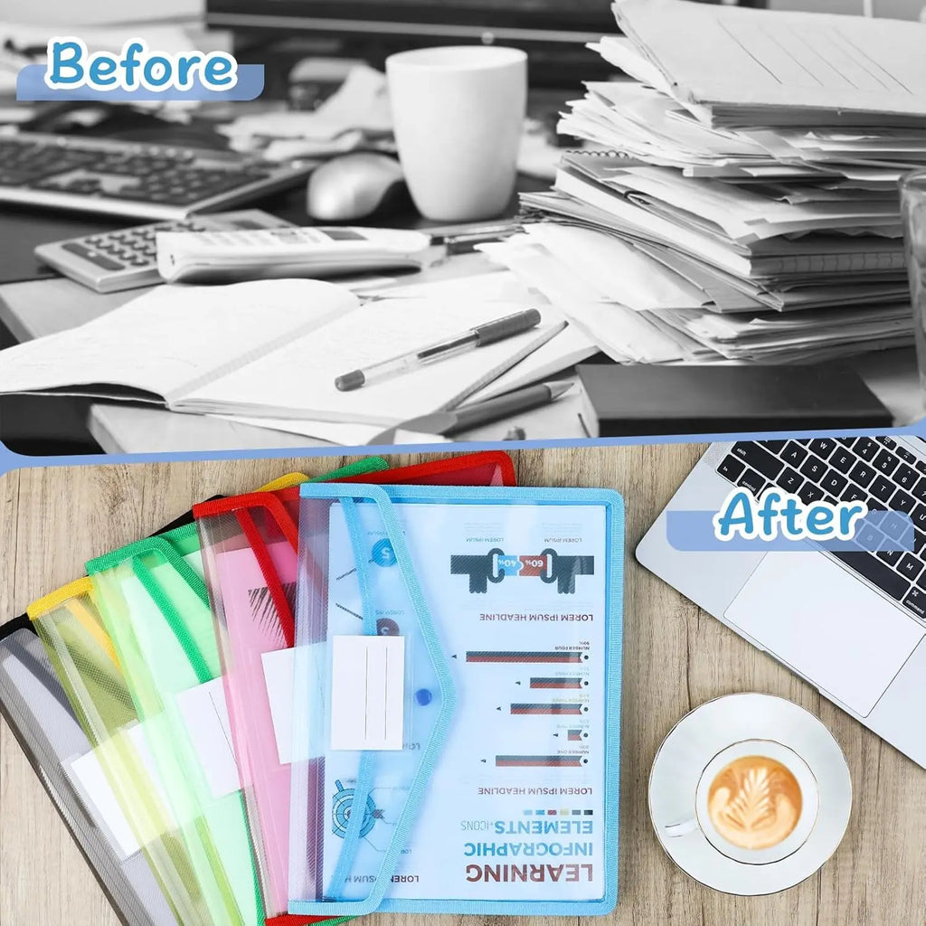 A4 Expanding File Folder Snap Closure Envelopes – 1/2/4 Pack