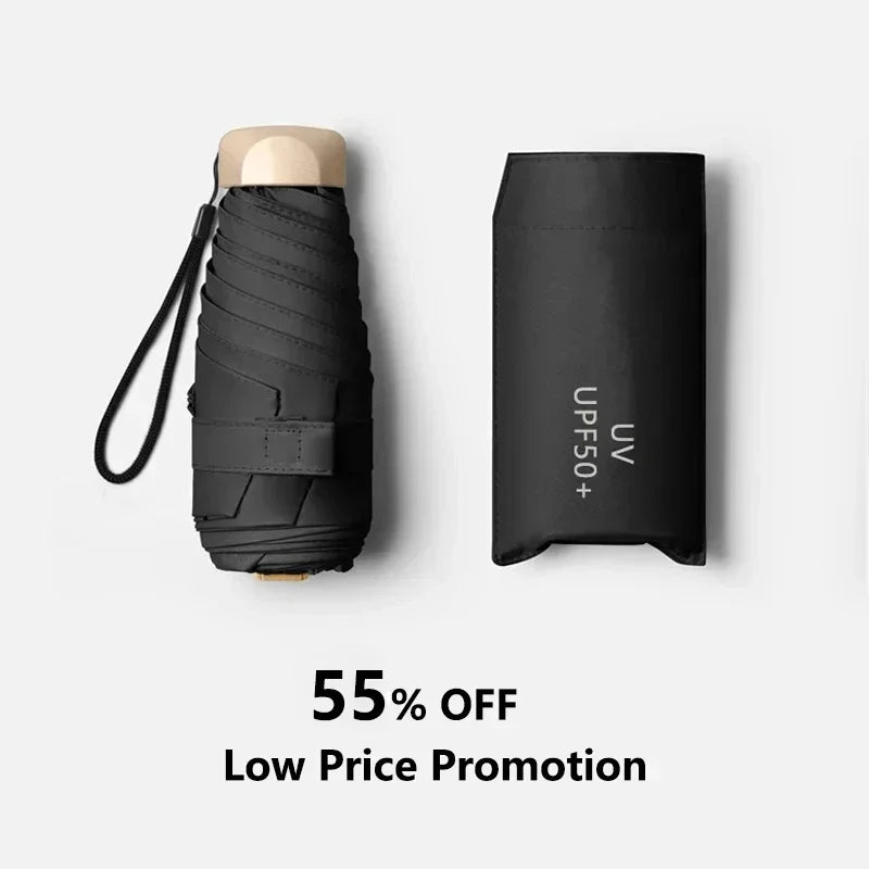 Mini 55 Off Sun Umbrella Small Pocket Rain Vinyl Folding UV