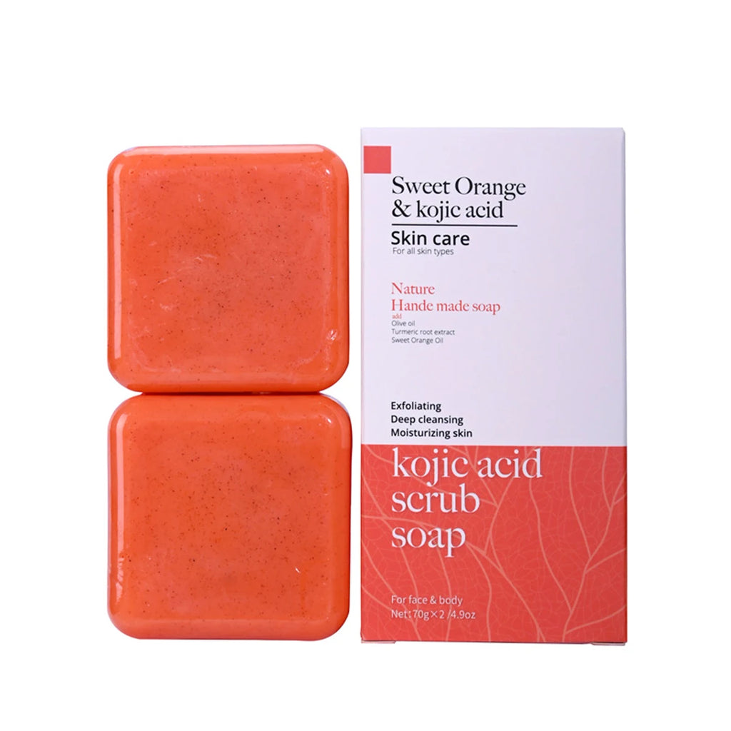 Kojic Acid Scrub Soap orange Fragrance Body Face Wash Nature Ingredient Papaya Floral Pattern Paper Style Bath Zpaxo