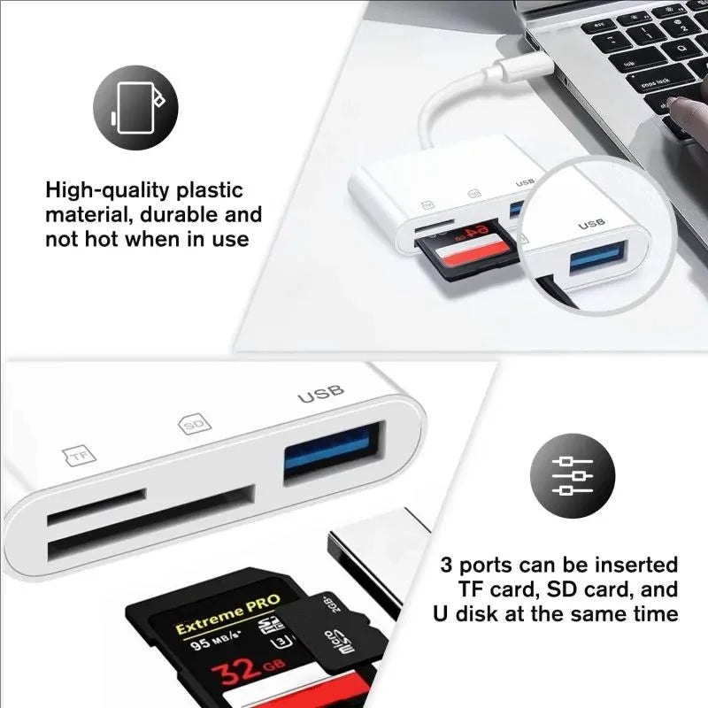 3-in-1 Lightning TF SD USB OTG Card Reader High-speed Data Transfer Zpaxo