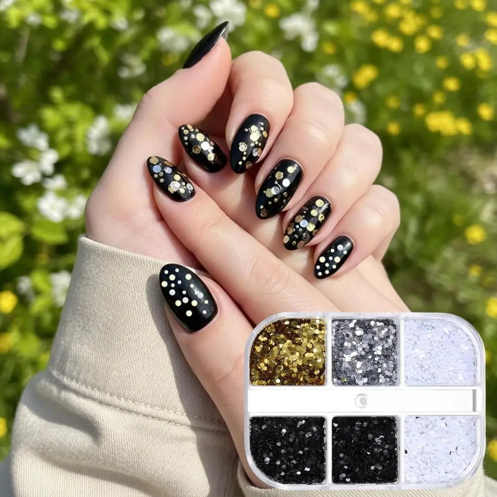 3D Laser Nail Art Sequins Mini Polka Dot Tiny Disco Sequin Retro Zpaxo
