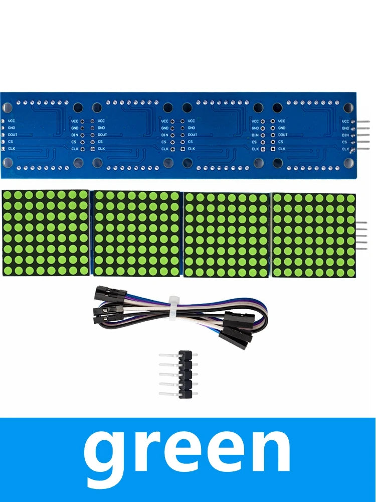 MAX7219 4-in-1 Dot Matrix LED Module 5-Pin Serial Interface Arduino Zpaxo Green